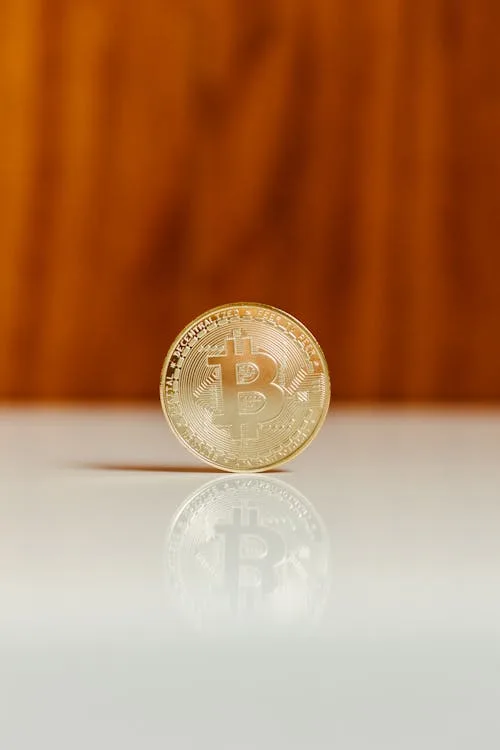 Bitcoin coin trên nền gỗ - loại whitelist NFT mint IDO